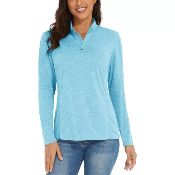 TACVASEN Women's UPF 50+ Hiking Shirts Sun Protection 1/4 Zip Quick Dry Lightweight Long Sleeve Outdoor Performance