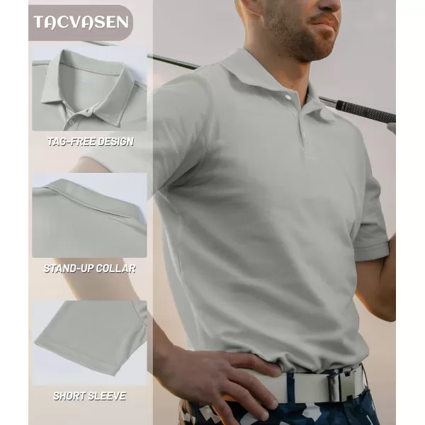 TACVASEN Mens Golf Polo Shirts Dry Fit Short Sleeve Collared Classic Polos Tennis Solid T Shirts Casual Active Work