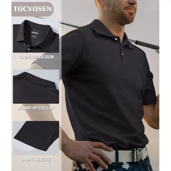 TACVASEN Mens Golf Polo Shirts Dry Fit Short Sleeve Collared Classic Polos Tennis Solid T Shirts Casual Active Work