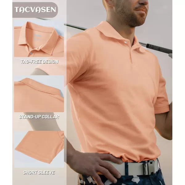 TACVASEN Mens Golf Polo Shirts Dry Fit Short Sleeve Collared Classic Polos Tennis Solid T Shirts Casual Active Work