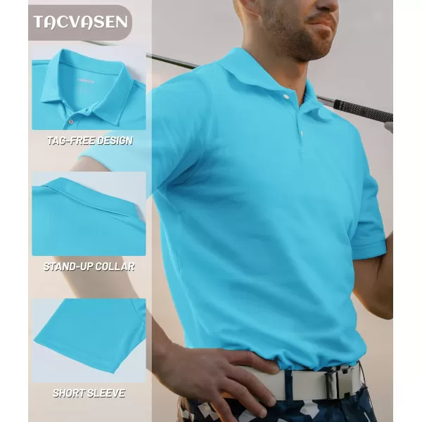 TACVASEN Mens Golf Polo Shirts Dry Fit Short Sleeve Collared Classic Polos Tennis Solid T Shirts Casual Active Work