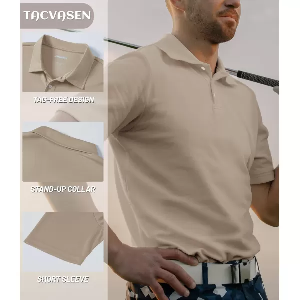 TACVASEN Mens Golf Polo Shirts Dry Fit Short Sleeve Collared Classic Polos Tennis Solid T Shirts Casual Active Work