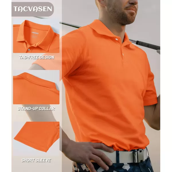 TACVASEN Mens Golf Polo Shirts Dry Fit Short Sleeve Collared Classic Polos Tennis Solid T Shirts Casual Active Work