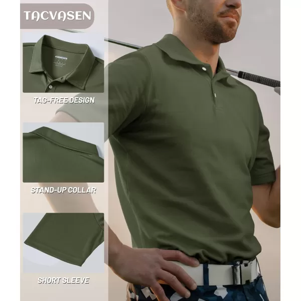 TACVASEN Mens Golf Polo Shirts Dry Fit Short Sleeve Collared Classic Polos Tennis Solid T Shirts Casual Active Work