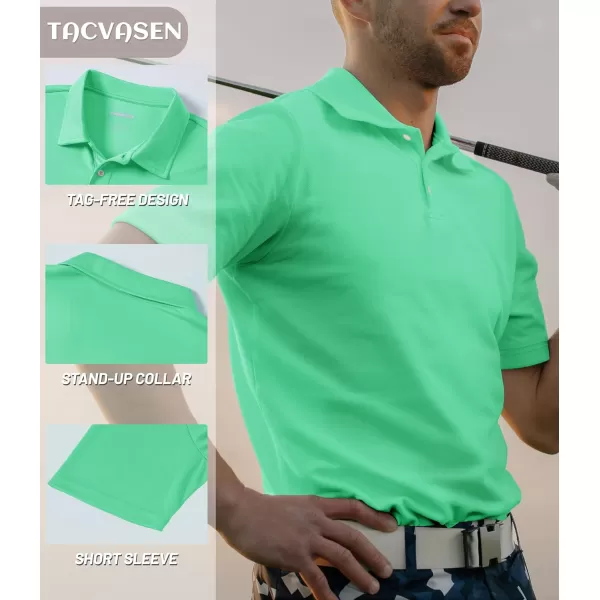 TACVASEN Mens Golf Polo Shirts Dry Fit Short Sleeve Collared Classic Polos Tennis Solid T Shirts Casual Active Work