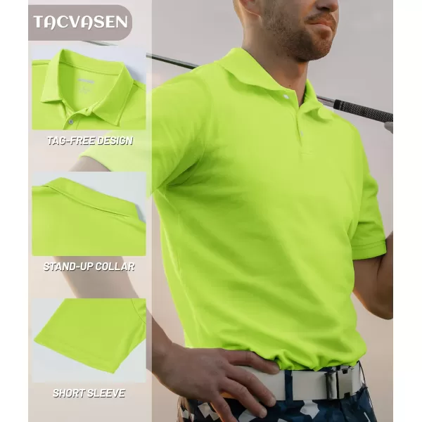 TACVASEN Mens Golf Polo Shirts Dry Fit Short Sleeve Collared Classic Polos Tennis Solid T Shirts Casual Active Work