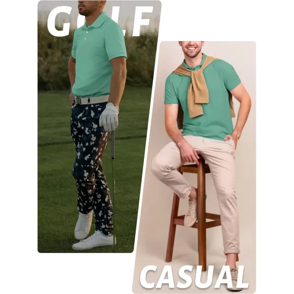 TACVASEN Mens Golf Polo Shirts Dry Fit Short Sleeve Collared Classic Polos Tennis Solid T Shirts Casual Active Work