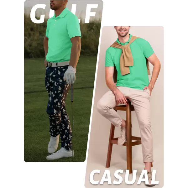 TACVASEN Mens Golf Polo Shirts Dry Fit Short Sleeve Collared Classic Polos Tennis Solid T Shirts Casual Active Work