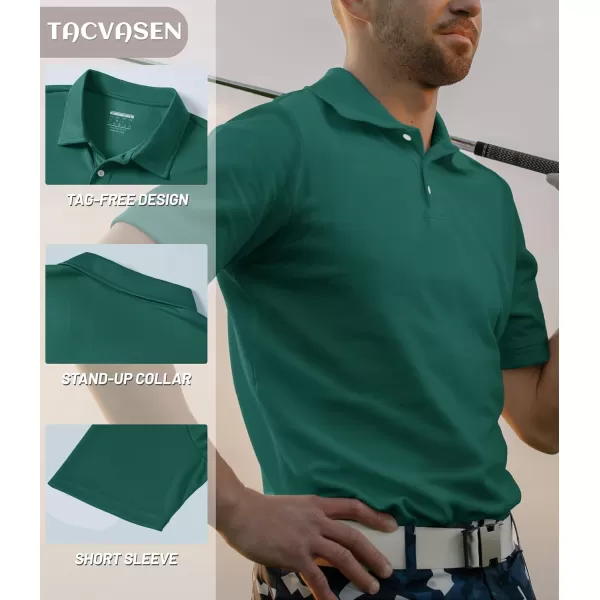 TACVASEN Mens Golf Polo Shirts Dry Fit Short Sleeve Collared Classic Polos Tennis Solid T Shirts Casual Active Work