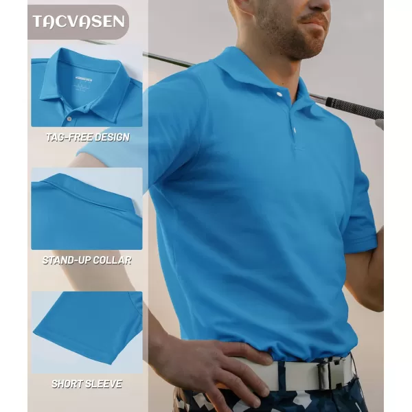 TACVASEN Mens Golf Polo Shirts Dry Fit Short Sleeve Collared Classic Polos Tennis Solid T Shirts Casual Active Work