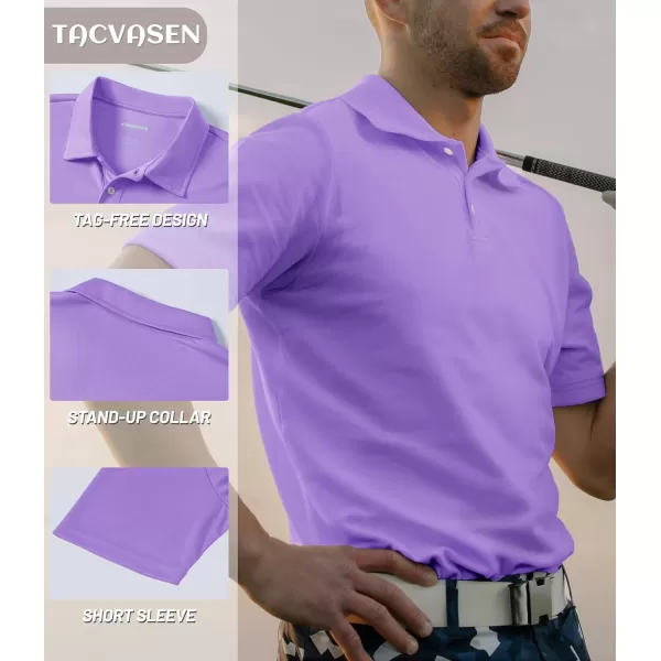 TACVASEN Mens Golf Polo Shirts Dry Fit Short Sleeve Collared Classic Polos Tennis Solid T Shirts Casual Active Work