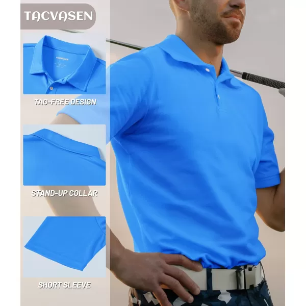 TACVASEN Mens Golf Polo Shirts Dry Fit Short Sleeve Collared Classic Polos Tennis Solid T Shirts Casual Active Work