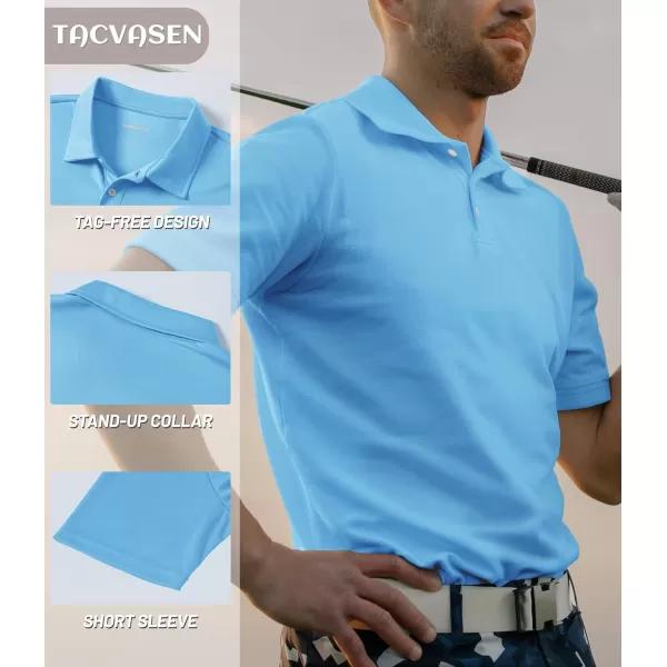 TACVASEN Mens Golf Polo Shirts Dry Fit Short Sleeve Collared Classic Polos Tennis Solid T Shirts Casual Active Work