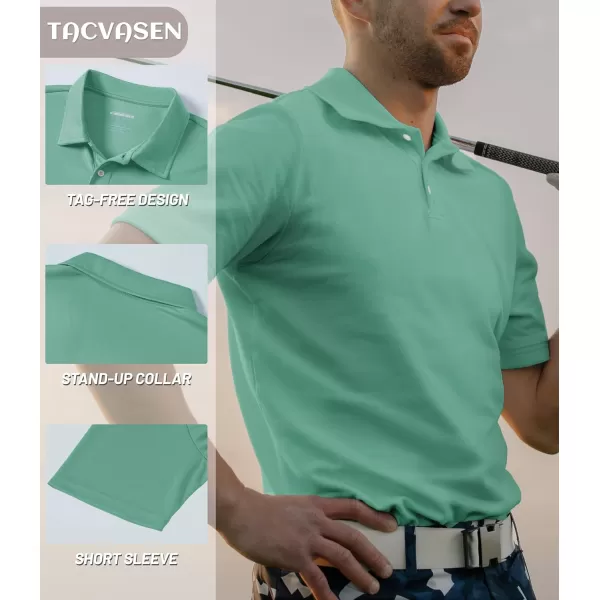 TACVASEN Mens Golf Polo Shirts Dry Fit Short Sleeve Collared Classic Polos Tennis Solid T Shirts Casual Active Work