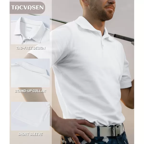 TACVASEN Mens Golf Polo Shirts Dry Fit Short Sleeve Collared Classic Polos Tennis Solid T Shirts Casual Active Work