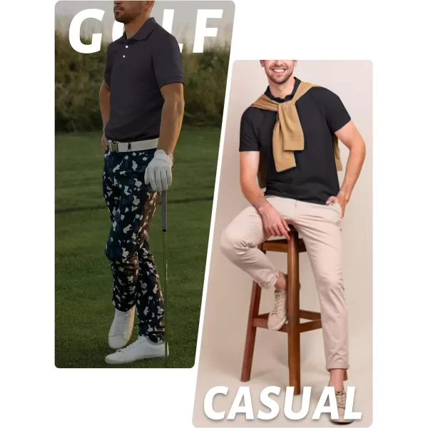 TACVASEN Mens Golf Polo Shirts Dry Fit Short Sleeve Collared Classic Polos Tennis Solid T Shirts Casual Active Work