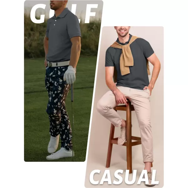 TACVASEN Mens Golf Polo Shirts Dry Fit Short Sleeve Collared Classic Polos Tennis Solid T Shirts Casual Active Work