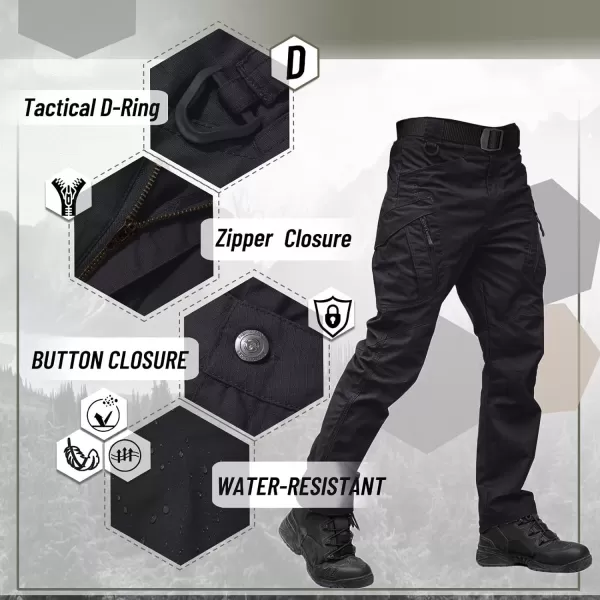 TACVASEN Men's Outdoor Tactical Pants Water Resistant Military Cargo Hiking Pants Lightweight Durable Ripstop Work Pants