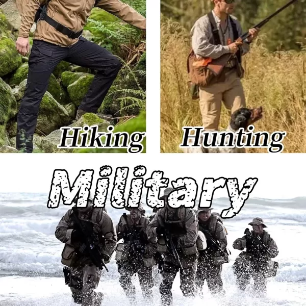 TACVASEN Men's Outdoor Tactical Pants Water Resistant Military Cargo Hiking Pants Lightweight Durable Ripstop Work Pants