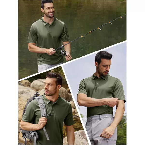 TACVASEN Men's Polo Shirts Tactical Quick-Dry Casual Golf Shirt Short Sleeve Airsoft Polos