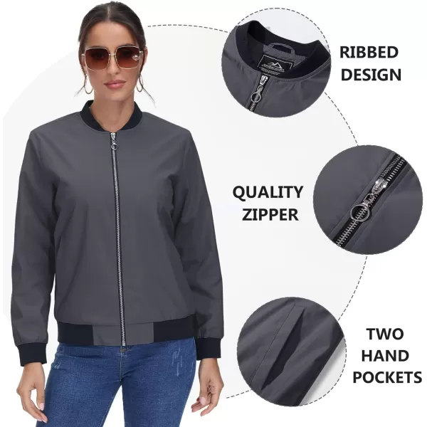 TACVASEN Women's Casual Bomber Jacket Lightweight Windbreaker Jackets Windproof Spring Fall Jackets with Pockets