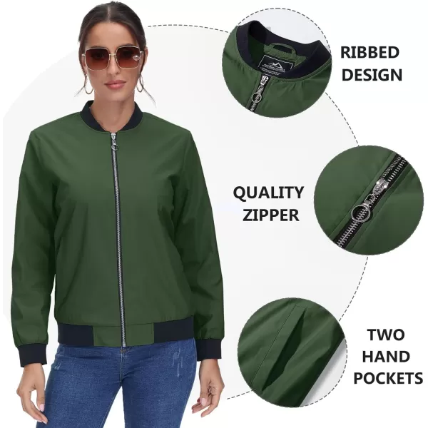 TACVASEN Women's Casual Bomber Jacket Lightweight Windbreaker Jackets Windproof Spring Fall Jackets with Pockets