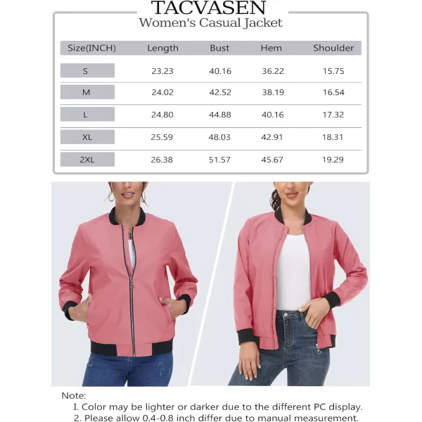 TACVASEN Women's Casual Bomber Jacket Lightweight Windbreaker Jackets Windproof Spring Fall Jackets with Pockets