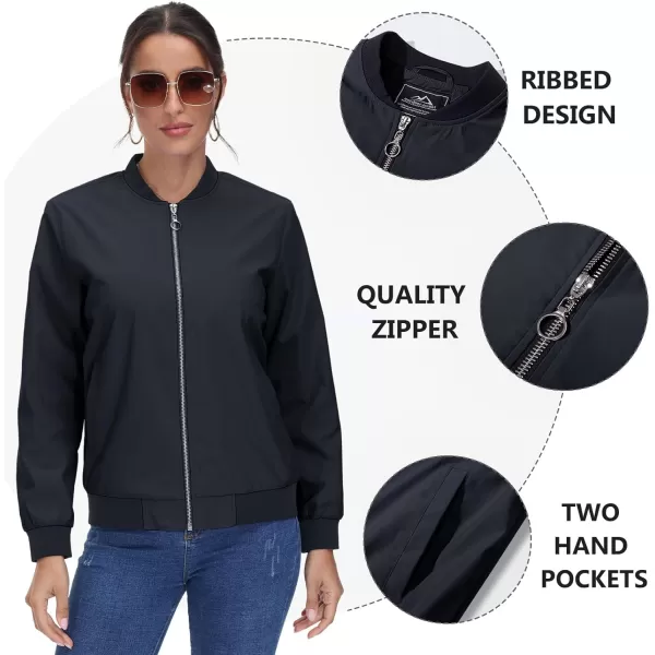 TACVASEN Women's Casual Bomber Jacket Lightweight Windbreaker Jackets Windproof Spring Fall Jackets with Pockets