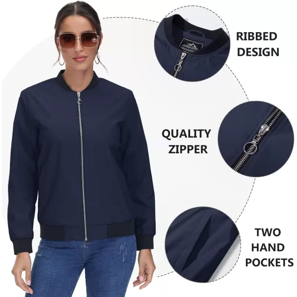 TACVASEN Women's Casual Bomber Jacket Lightweight Windbreaker Jackets Windproof Spring Fall Jackets with Pockets