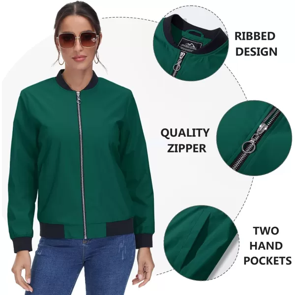 TACVASEN Women's Casual Bomber Jacket Lightweight Windbreaker Jackets Windproof Spring Fall Jackets with Pockets