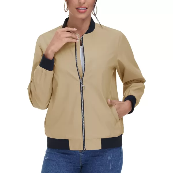 TACVASEN Women's Casual Bomber Jacket Lightweight Windbreaker Jackets Windproof Spring Fall Jackets with Pockets