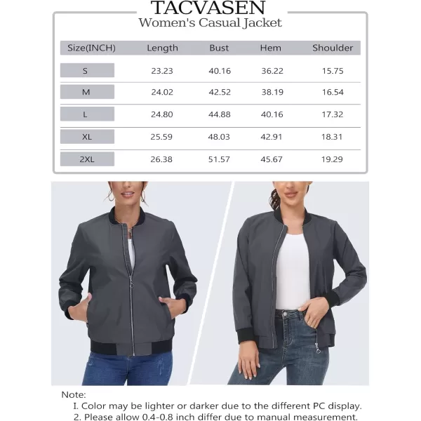 TACVASEN Women's Casual Bomber Jacket Lightweight Windbreaker Jackets Windproof Spring Fall Jackets with Pockets