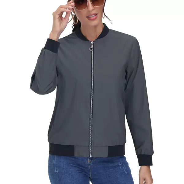 TACVASEN Women's Casual Bomber Jacket Lightweight Windbreaker Jackets Windproof Spring Fall Jackets with Pockets