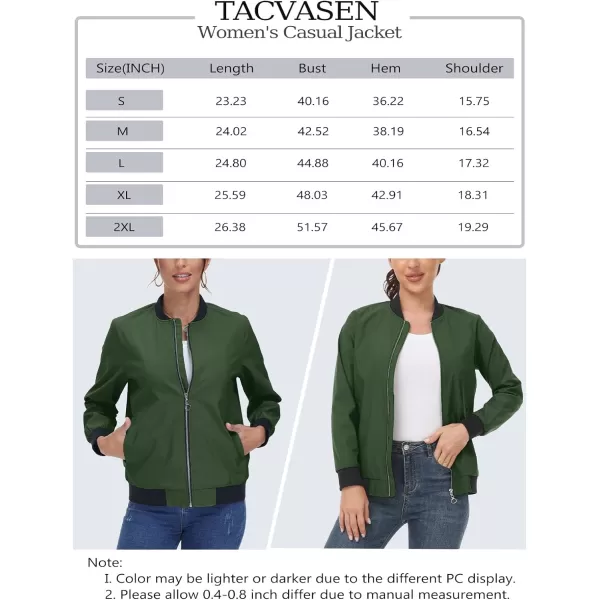 TACVASEN Women's Casual Bomber Jacket Lightweight Windbreaker Jackets Windproof Spring Fall Jackets with Pockets