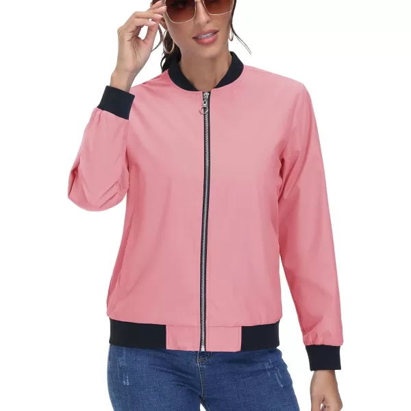 TACVASEN Women's Casual Bomber Jacket Lightweight Windbreaker Jackets Windproof Spring Fall Jackets with Pockets
