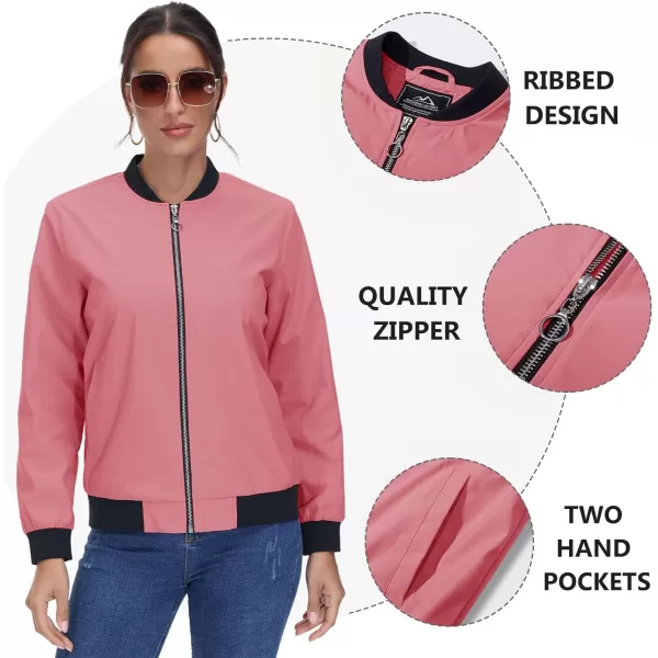 TACVASEN Women's Casual Bomber Jacket Lightweight Windbreaker Jackets Windproof Spring Fall Jackets with Pockets