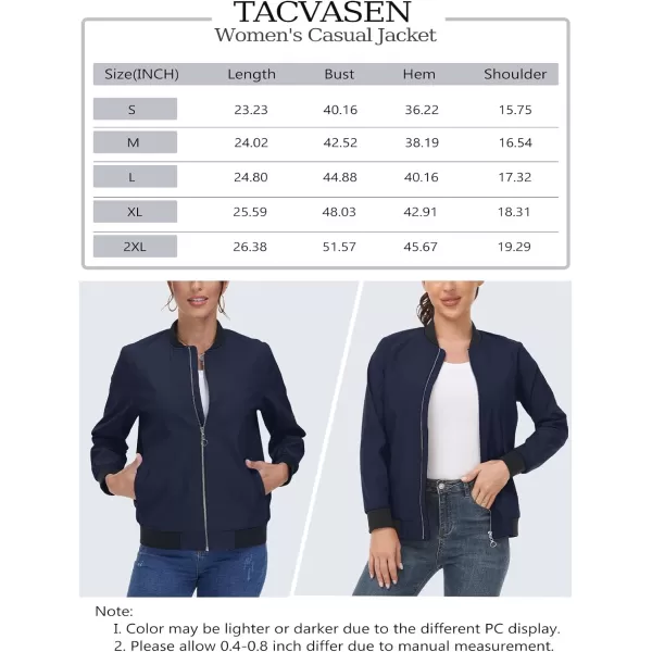 TACVASEN Women's Casual Bomber Jacket Lightweight Windbreaker Jackets Windproof Spring Fall Jackets with Pockets