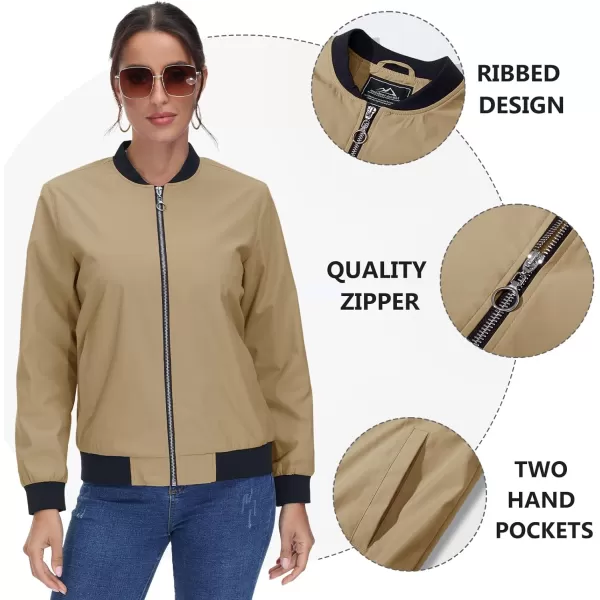 TACVASEN Women's Casual Bomber Jacket Lightweight Windbreaker Jackets Windproof Spring Fall Jackets with Pockets