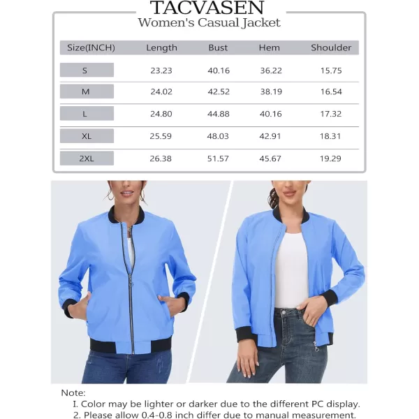 TACVASEN Women's Casual Bomber Jacket Lightweight Windbreaker Jackets Windproof Spring Fall Jackets with Pockets