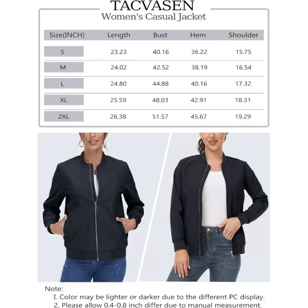 TACVASEN Women's Casual Bomber Jacket Lightweight Windbreaker Jackets Windproof Spring Fall Jackets with Pockets