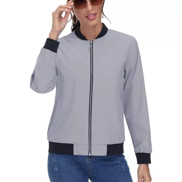 TACVASEN Women's Casual Bomber Jacket Lightweight Windbreaker Jackets Windproof Spring Fall Jackets with Pockets