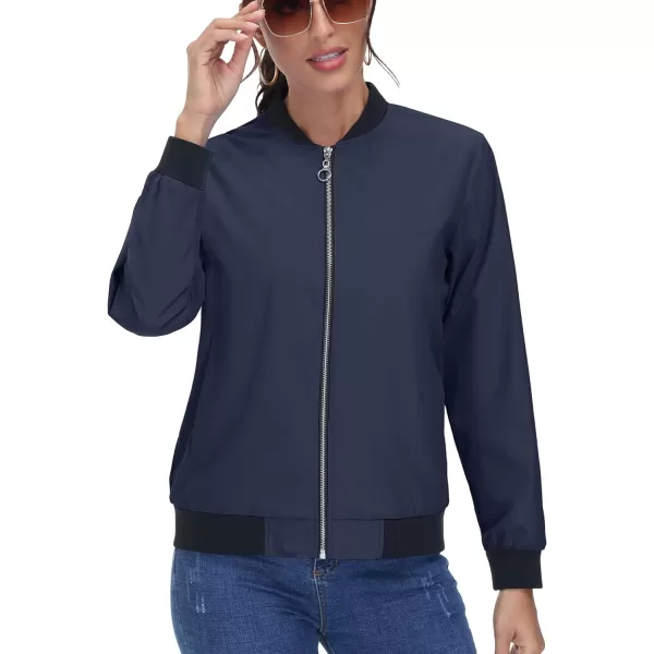 TACVASEN Women's Casual Bomber Jacket Lightweight Windbreaker Jackets Windproof Spring Fall Jackets with Pockets