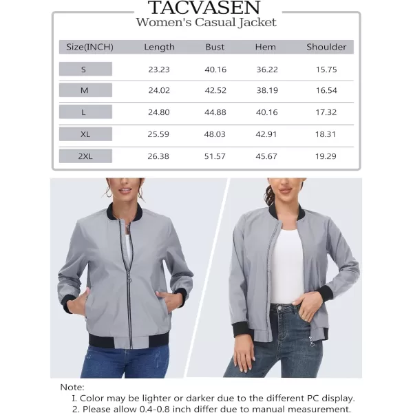 TACVASEN Women's Casual Bomber Jacket Lightweight Windbreaker Jackets Windproof Spring Fall Jackets with Pockets