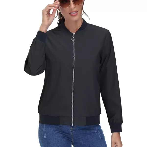 TACVASEN Women's Casual Bomber Jacket Lightweight Windbreaker Jackets Windproof Spring Fall Jackets with Pockets