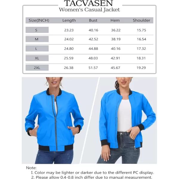 TACVASEN Women's Casual Bomber Jacket Lightweight Windbreaker Jackets Windproof Spring Fall Jackets with Pockets