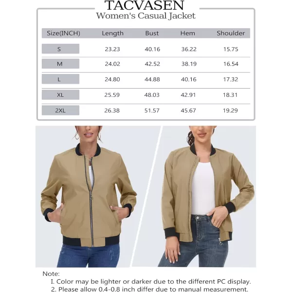 TACVASEN Women's Casual Bomber Jacket Lightweight Windbreaker Jackets Windproof Spring Fall Jackets with Pockets