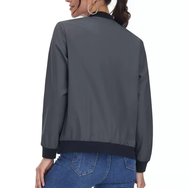 TACVASEN Women's Casual Bomber Jacket Lightweight Windbreaker Jackets Windproof Spring Fall Jackets with Pockets