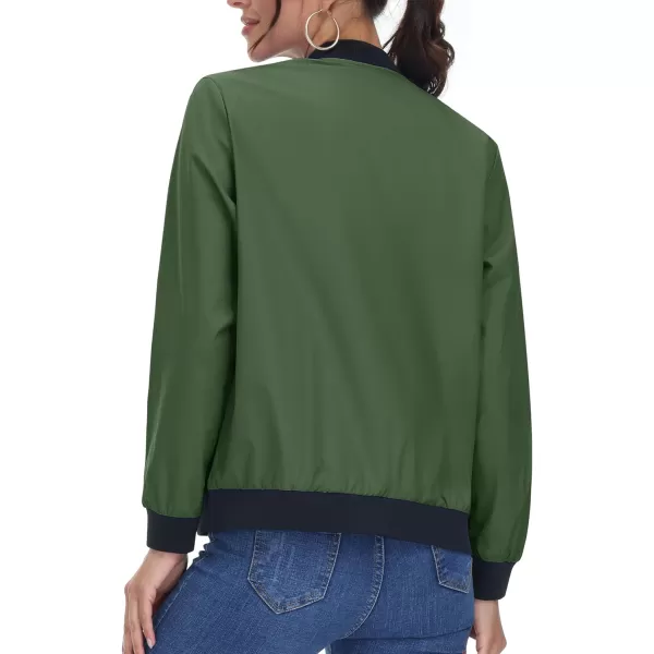 TACVASEN Women's Casual Bomber Jacket Lightweight Windbreaker Jackets Windproof Spring Fall Jackets with Pockets