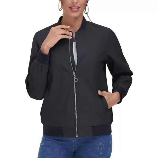 TACVASEN Women's Casual Bomber Jacket Lightweight Windbreaker Jackets Windproof Spring Fall Jackets with Pockets