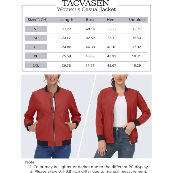 TACVASEN Women's Casual Bomber Jacket Lightweight Windbreaker Jackets Windproof Spring Fall Jackets with Pockets